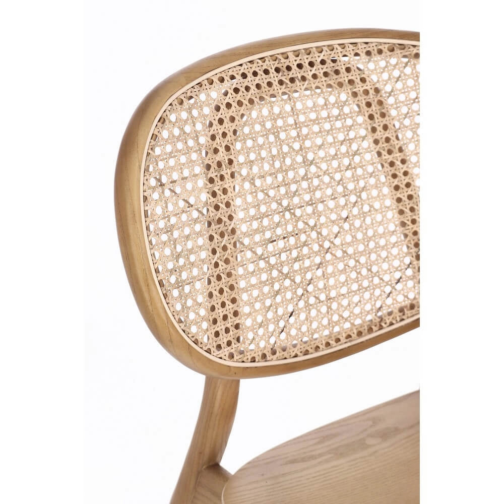 Sedia in Legno di Olmo con Schienale in Rattan Intrecciato - ELOISE