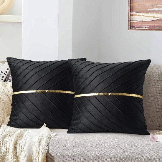 Set di 2 Cuscini in Piuma con Cerniera Nascosta 45 x 45 cm per Soggiorno e Camera da Letto