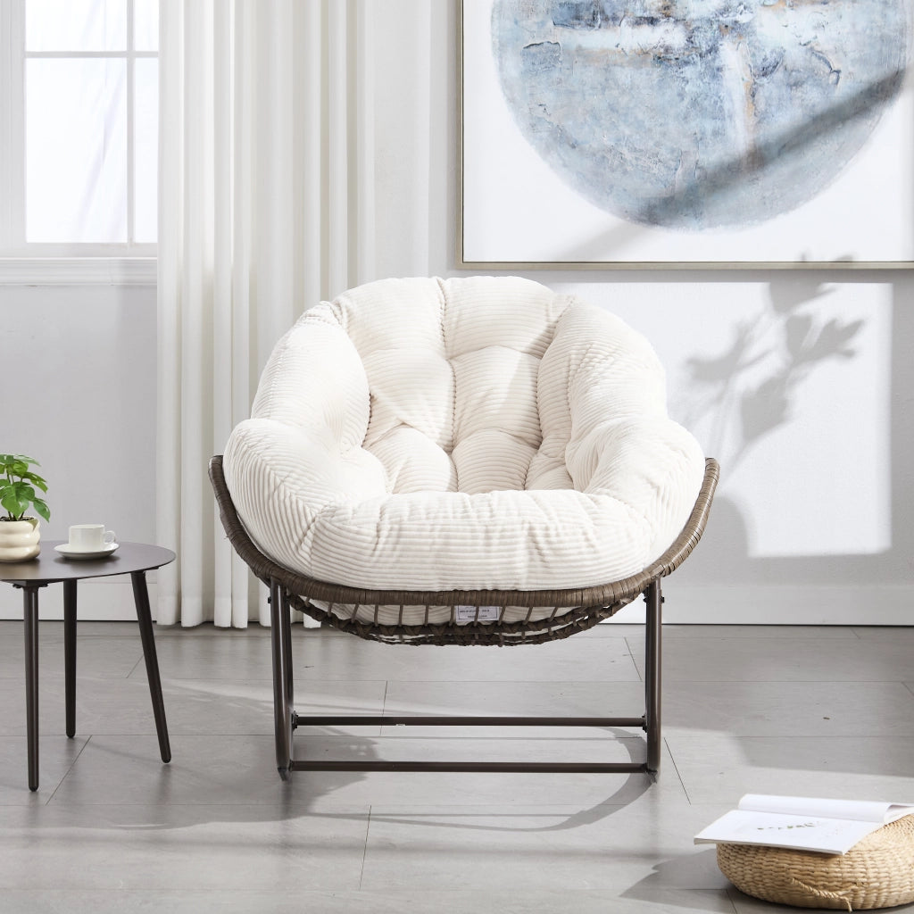 SEDIA A DONDOLO Oversize 78x106x90 cm Rattan sintetico e acciaio Bianco