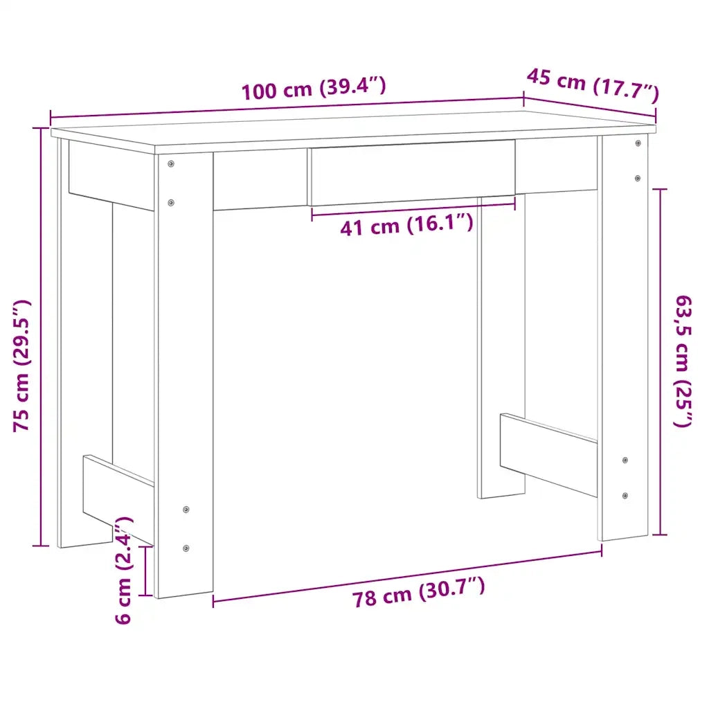 vidaXL Scrivania Rovere Sonoma 100x45x75 cm in Legno Multistrato