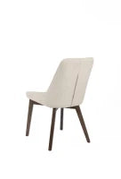 E-STYLO Sedia da pranzo in tessuto beige con gambe e struttura in massello di noce, 62cm X 49.5cm H. 87cm.