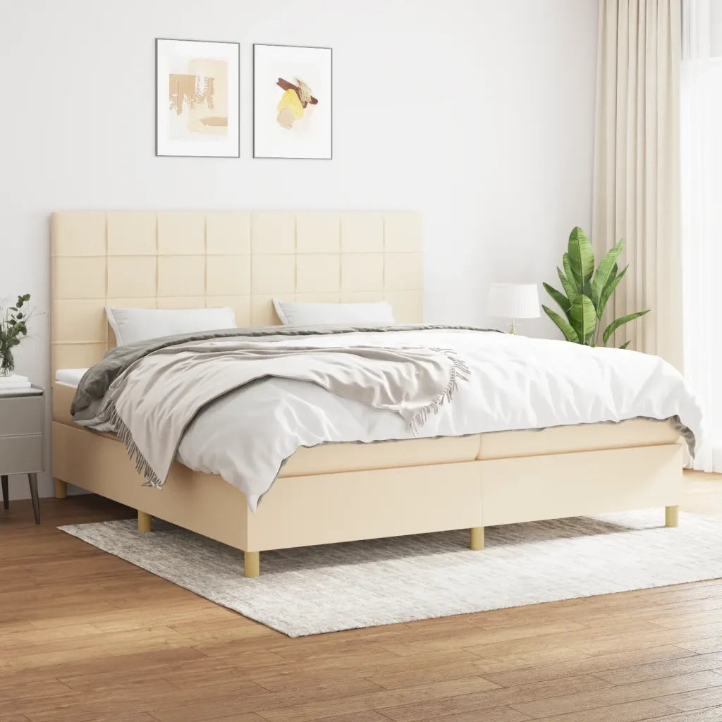 Giroletto a Molle con Materasso Crema 200x200 cm in Tessuto 3142366