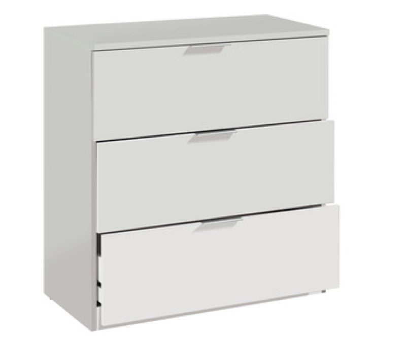 KIT COMO' CASSETTIERA 3 CASSETTI CM. 80X38X77 BIANCO O ROVERE CHIARO