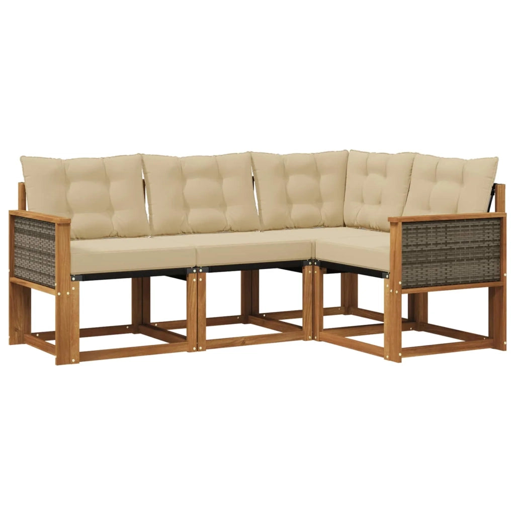 Set di divani da esterno 4 pz Naturale e Beige 3381917