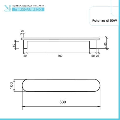 Scaldasalviette elettrico Ness 63 cm grafite opaco 50W in ceramica