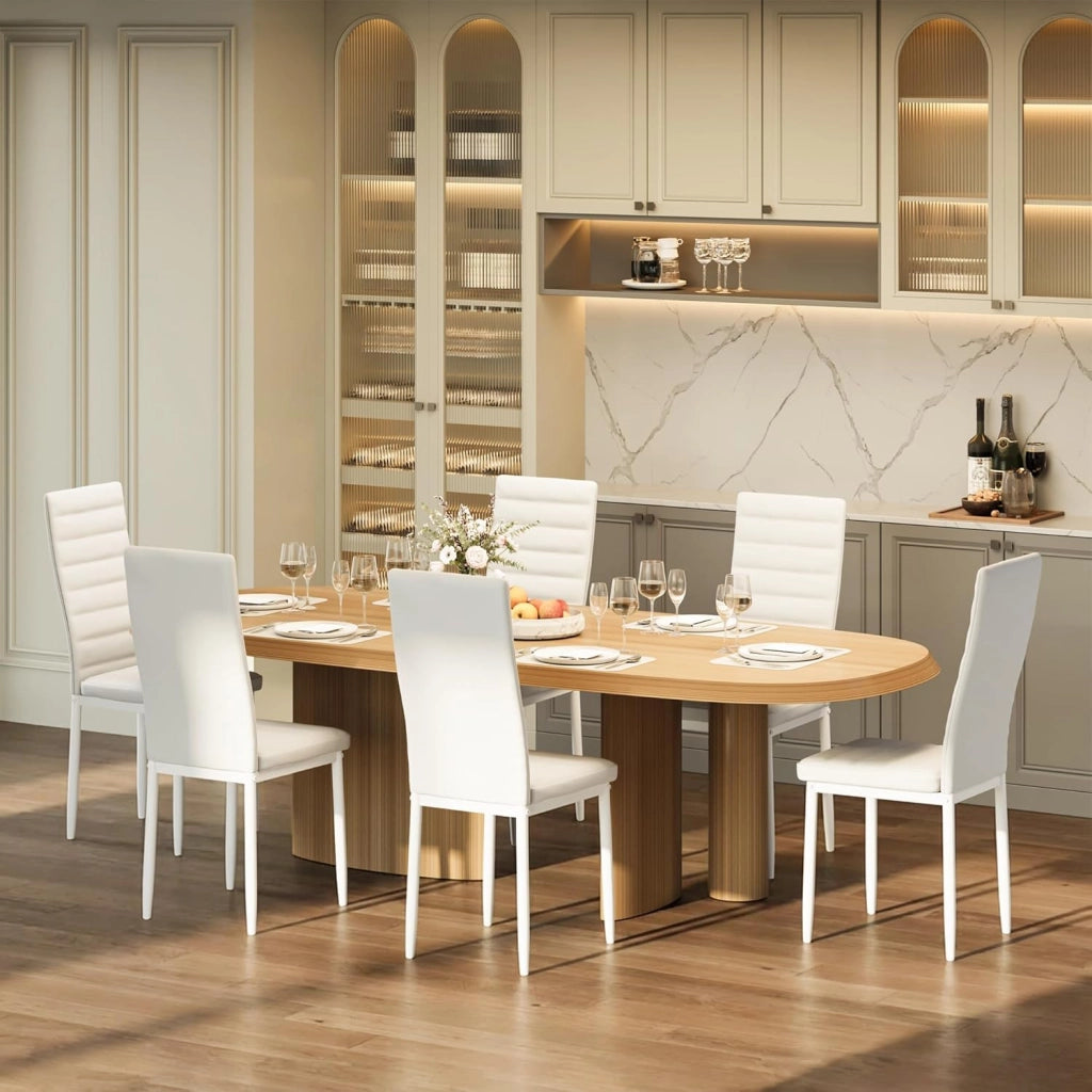 Set di 6 sedie da pranzo, sedie da tavolo in similpelle, moderne sedie da cucina a vista per sale da pranzo, studi e soggiorni. (Bianco, Set da 6)