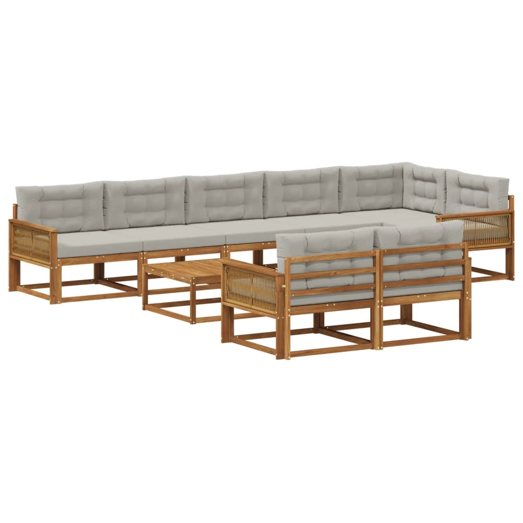 Set di divani da esterno 9 pcs Naturale e Grigio chiaro 3382689