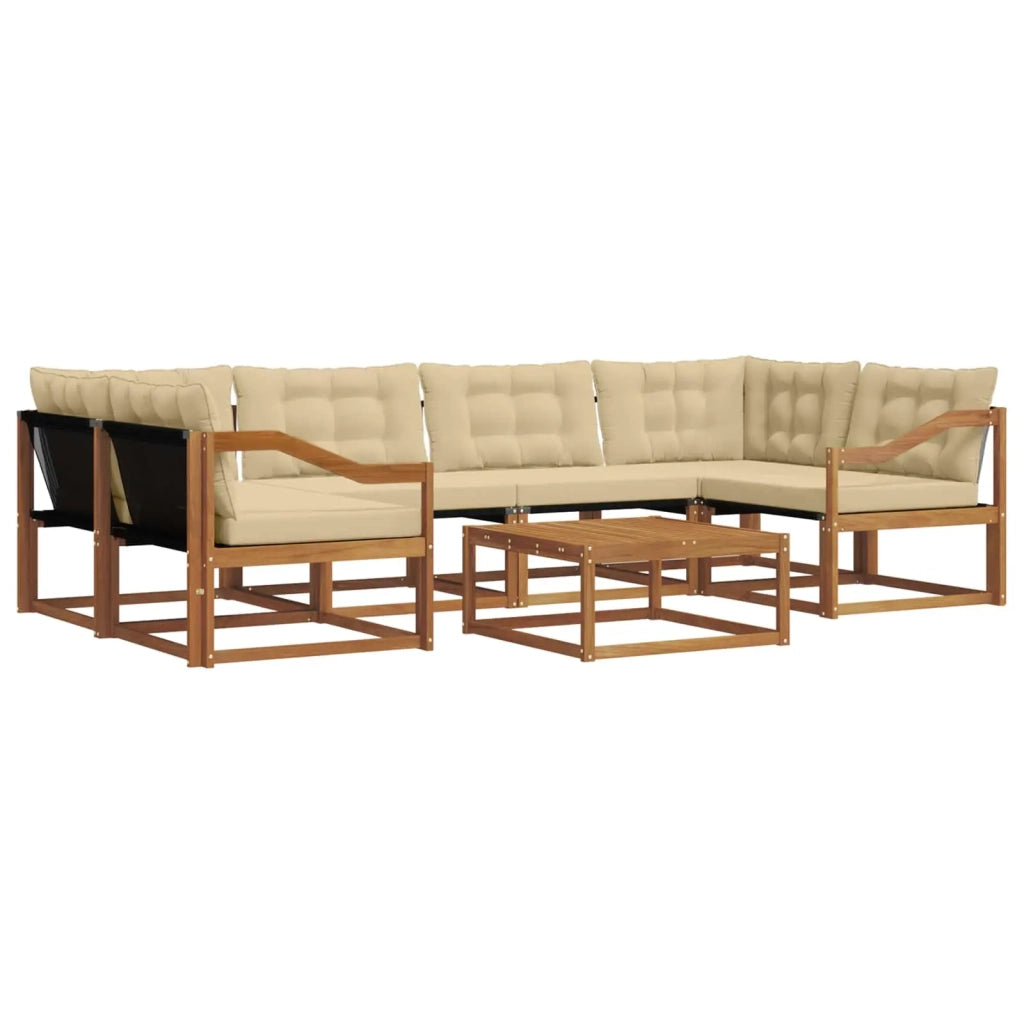 Set di divani da esterno con cuscino 7 pcs Naturale e Beige 3369252
