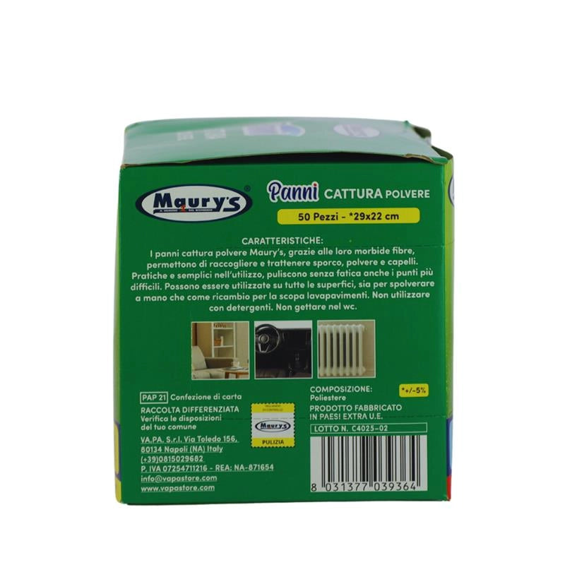 MAURYS PANNI CATTURA POLVERE RICARICA 50 PZ MULTISUPERFICIE 29X22 CM