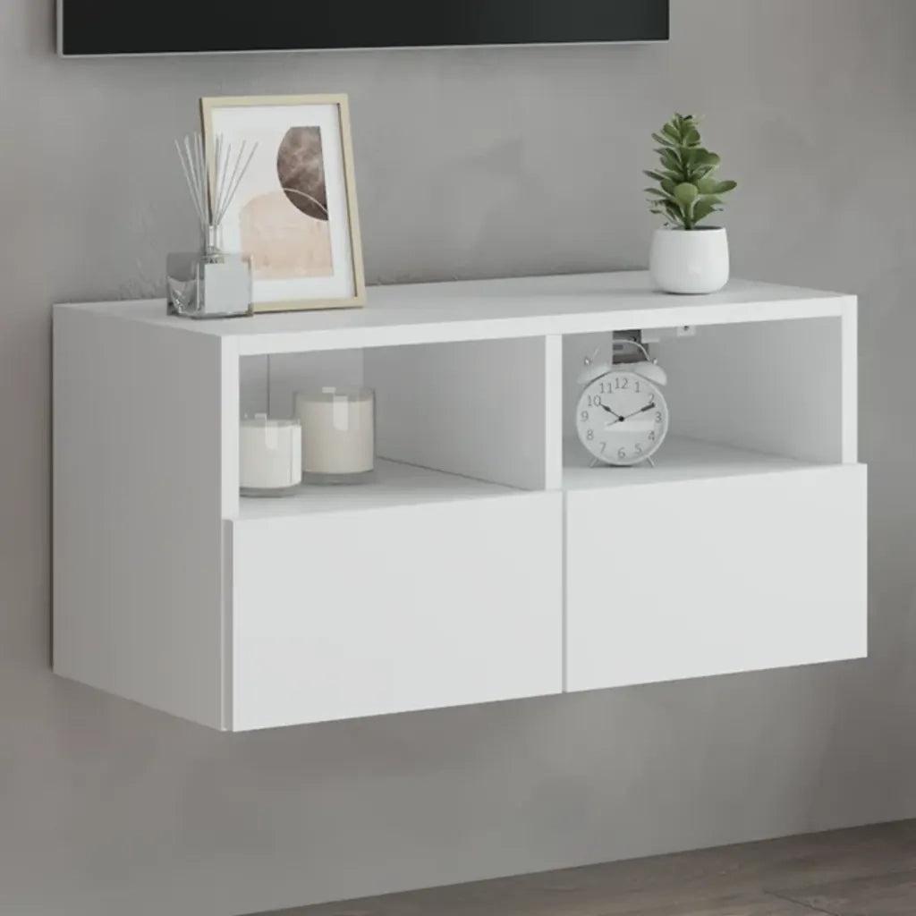 Mobile TV a Parete | Armadietto TV | Mobile Porta TV Bianco 60x30x30 cm in Legno Multistrato