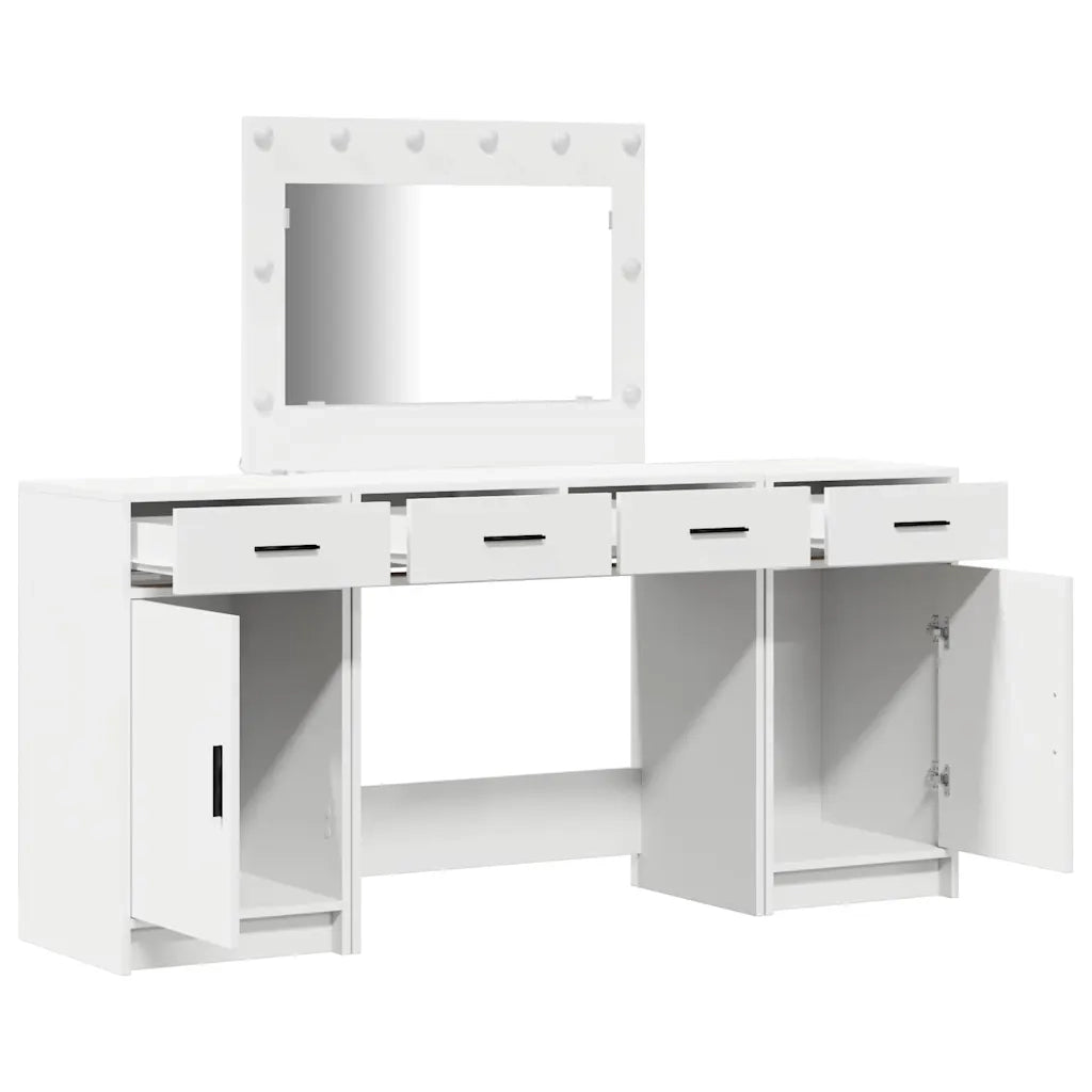 Tavolo da Trucco con cassetto 3 pcs Bianco Legno multistrato 3334245