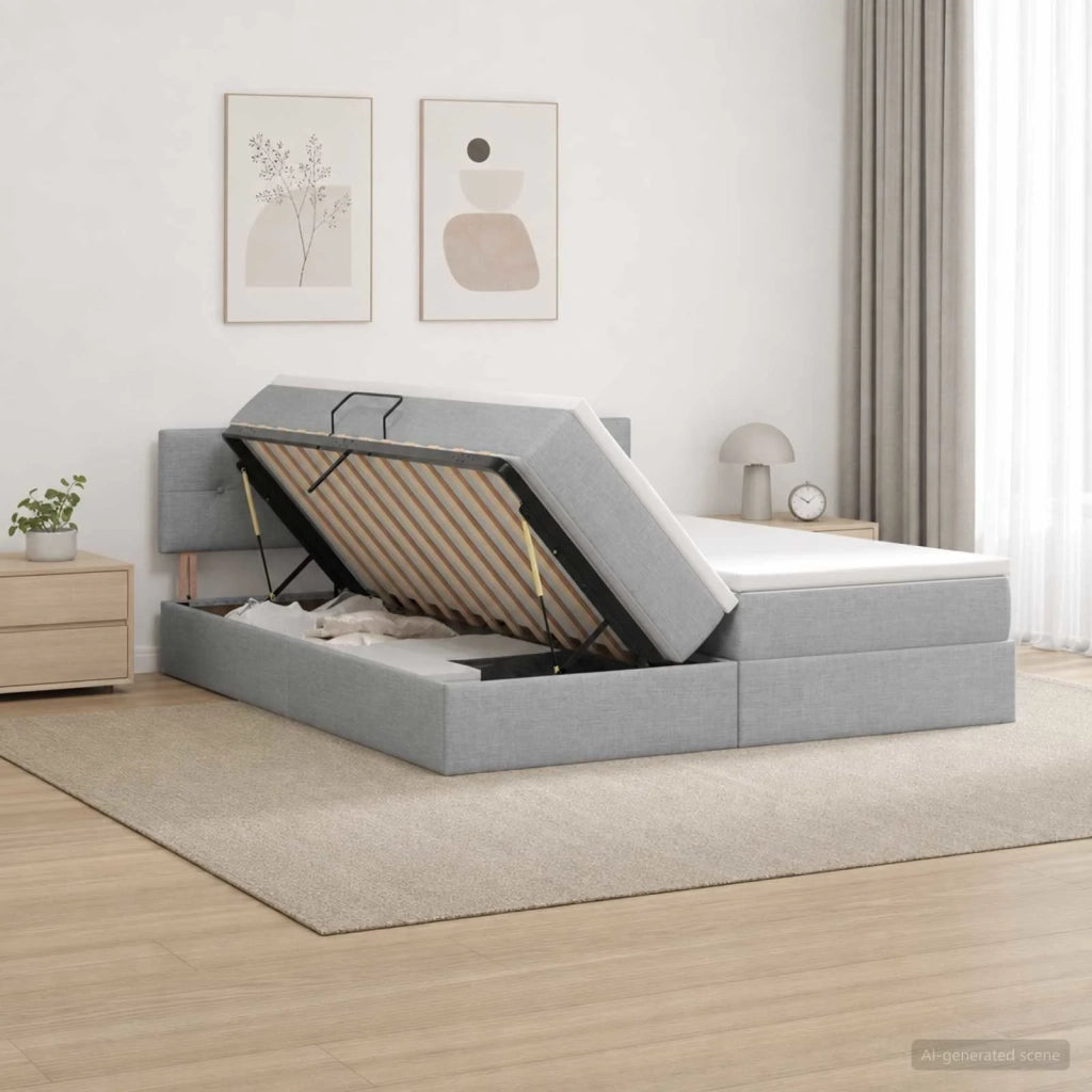 Letto con Contenitore 2 pz Grigio Chiaro Pelle Sintetica 3458907