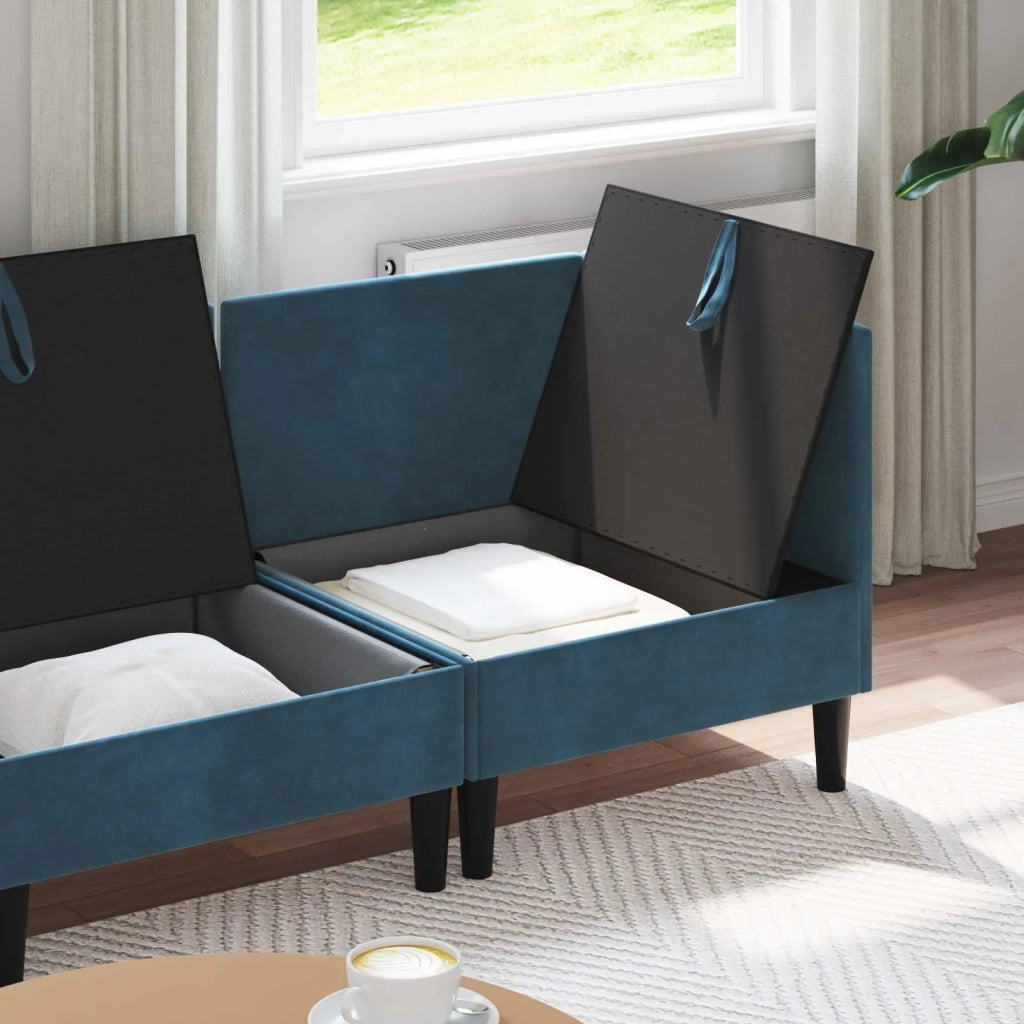Set di mobili per il soggiorno con cuscino 4 pcs Blu Velluto