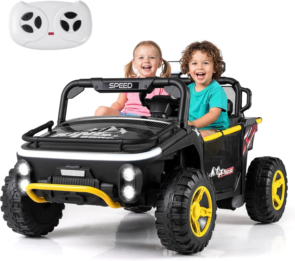 24V Macchina Elettrica per Bambini, Veicolo Elettrico a 2 Posti con Telecomando Clacson Musica Storie Connessione Wireless Luci, 37-86 Mesi (Rosa)