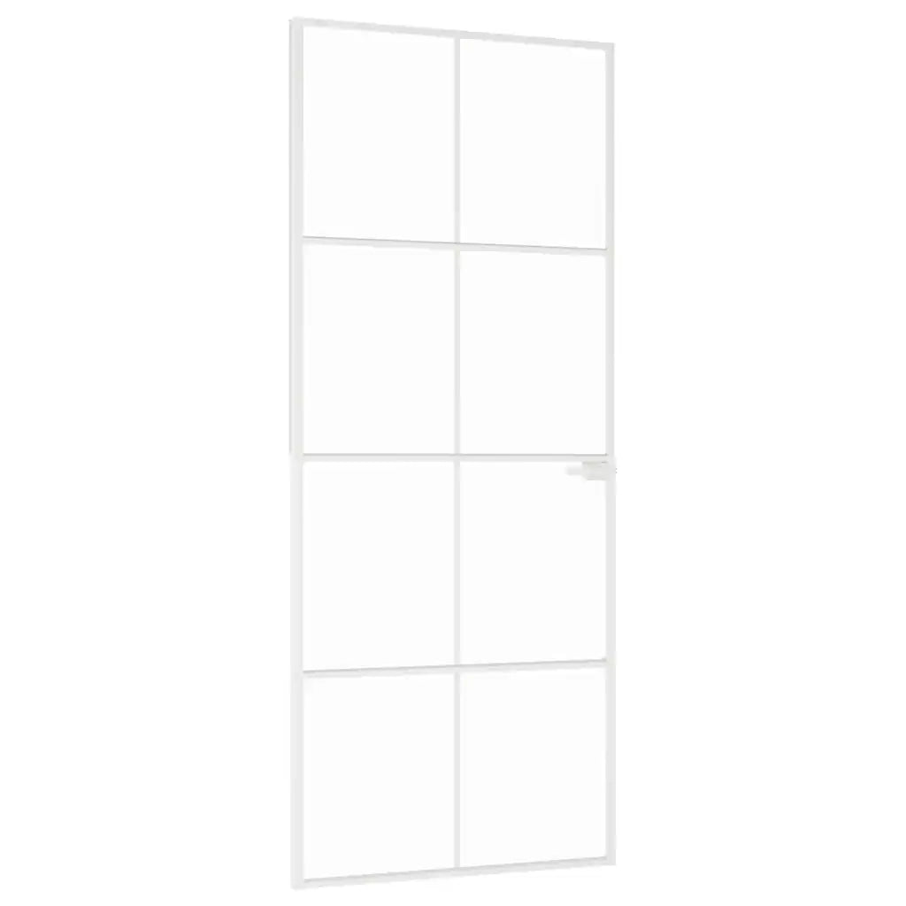 Porta Interna Bianca 83x201,5 cm Vetro Temperato Alluminio Slim 153671
