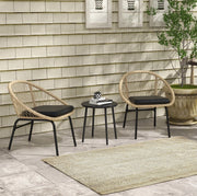 Set da giardino in rattan giallo con tavolo rotondo e 2 sedie