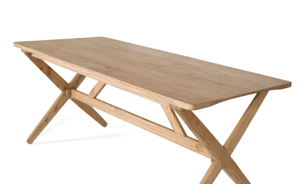 Tavolo rettangolare in legno massello di mindi lavorato a mano 180 cm