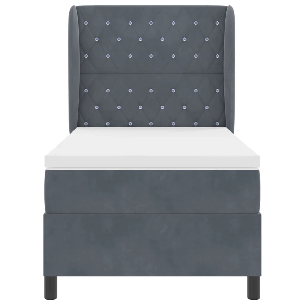 Letto a molle con materasso Grigio scuro 200 x 90 cm Velluto 3340857
