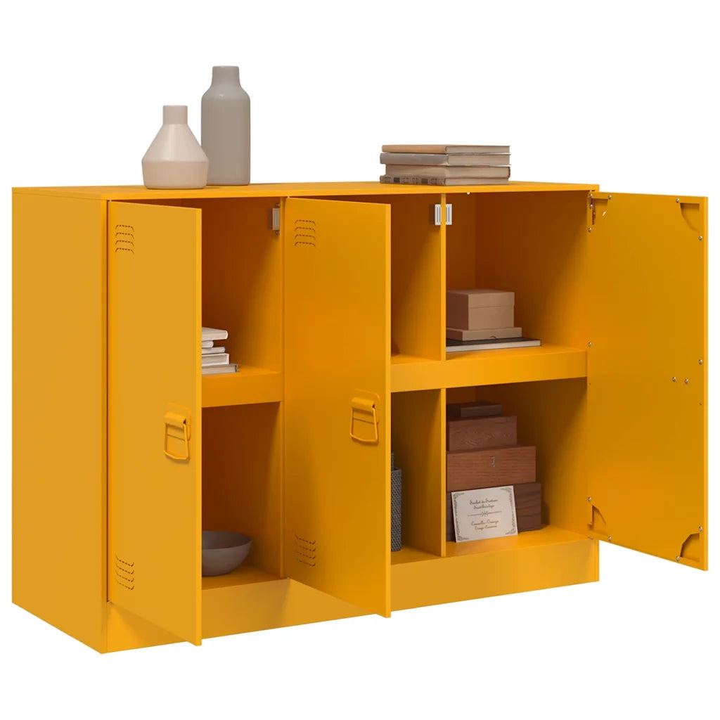 Credenza-Buffet-Armadio da cucina Giallo Senape 99x39x73 cm in Acciaio 583965
