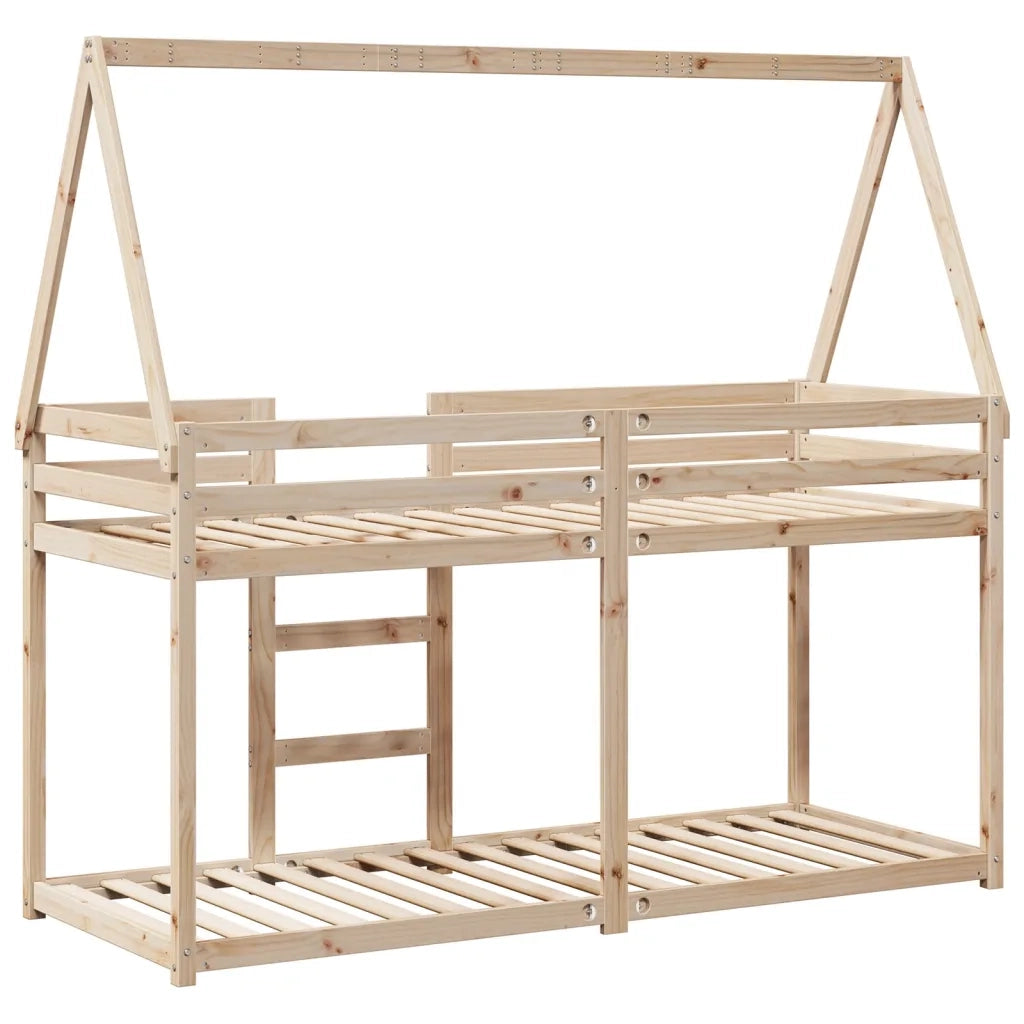 Letto singolo | Letto per adulti | Letto a Castello con Tetto 80x200 cm in Legno Massello di Pino