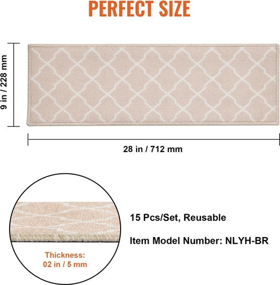 JK24 - Mattonelle di assorbimento - Mattonelle di assorbimento autoadesive - Mattonelle antiscivolo - Mattonelle orizzontali - Marrone - Assorbimento del rumore - 15 pezzi - 71,2 cm x 22,8 cm