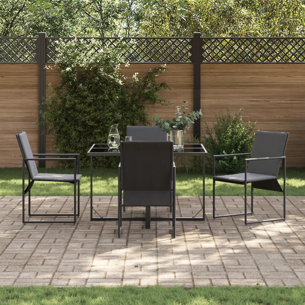 Set da Pranzo da Giardino in 6 Pezzi con Cuscini in Acciaio e Textilene