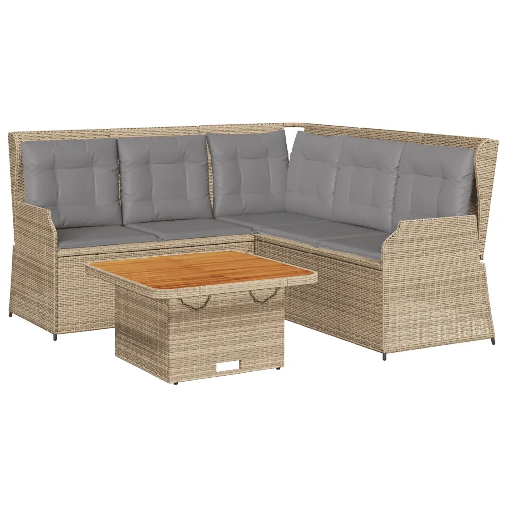 Set Divani da Giardino 4 pz con Cuscini in Polyrattan Beige 3262147