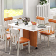 Tavolo pieghevole con ruote, tavolo da pranzo salvaspazio in bianco e rovere, piano apribile, 120x80 cm