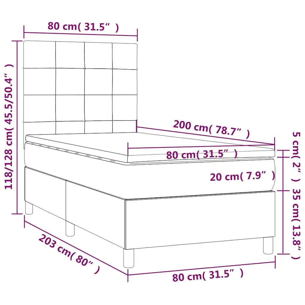 Giroletto a Molle con Materasso Blu Scuro 80x200 cm in Velluto 3142993