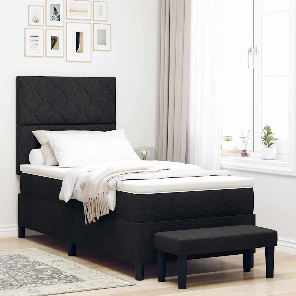 Letto a molle con materasso Nero 90 x 190 cm Tessuto 3344109
