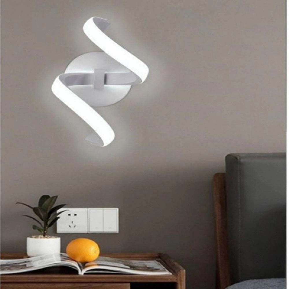 Trade Shop - Applique Led Da Muro 9 Watt Curva Spirale Luce Naturale Fredda Calda E58 Bianca -
