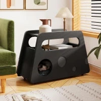 Tavolino con ruote, angoli arrotondati, mobile salvaspazio per soggiorno e camera da letto, 81x33x51,5 cm, Nero