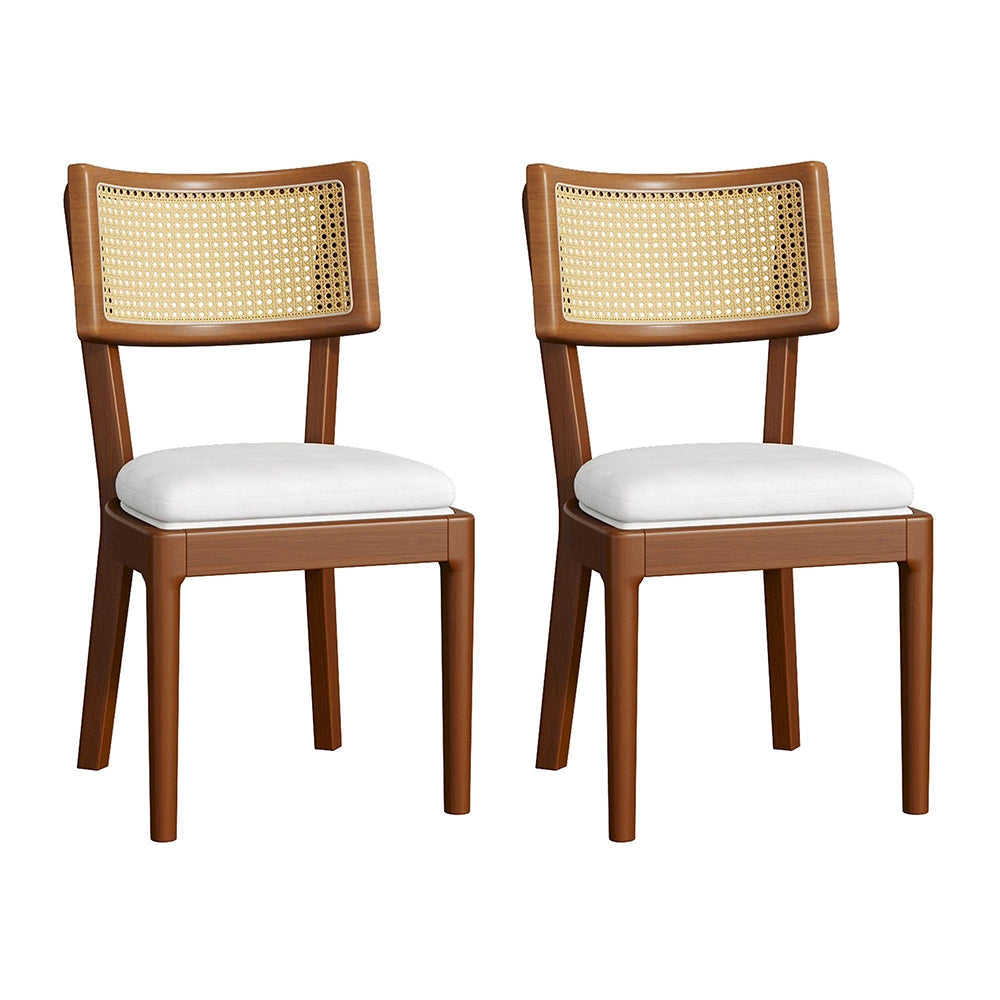 Set 2 sedie da pranzo - Xylo - legno e rattan lino/noce
