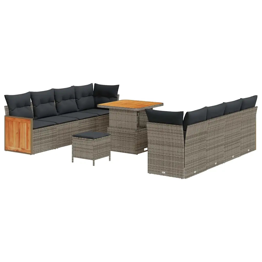 Set Divano da Giardino con cuscino 11 pcs Grigio polyrattan 3365228