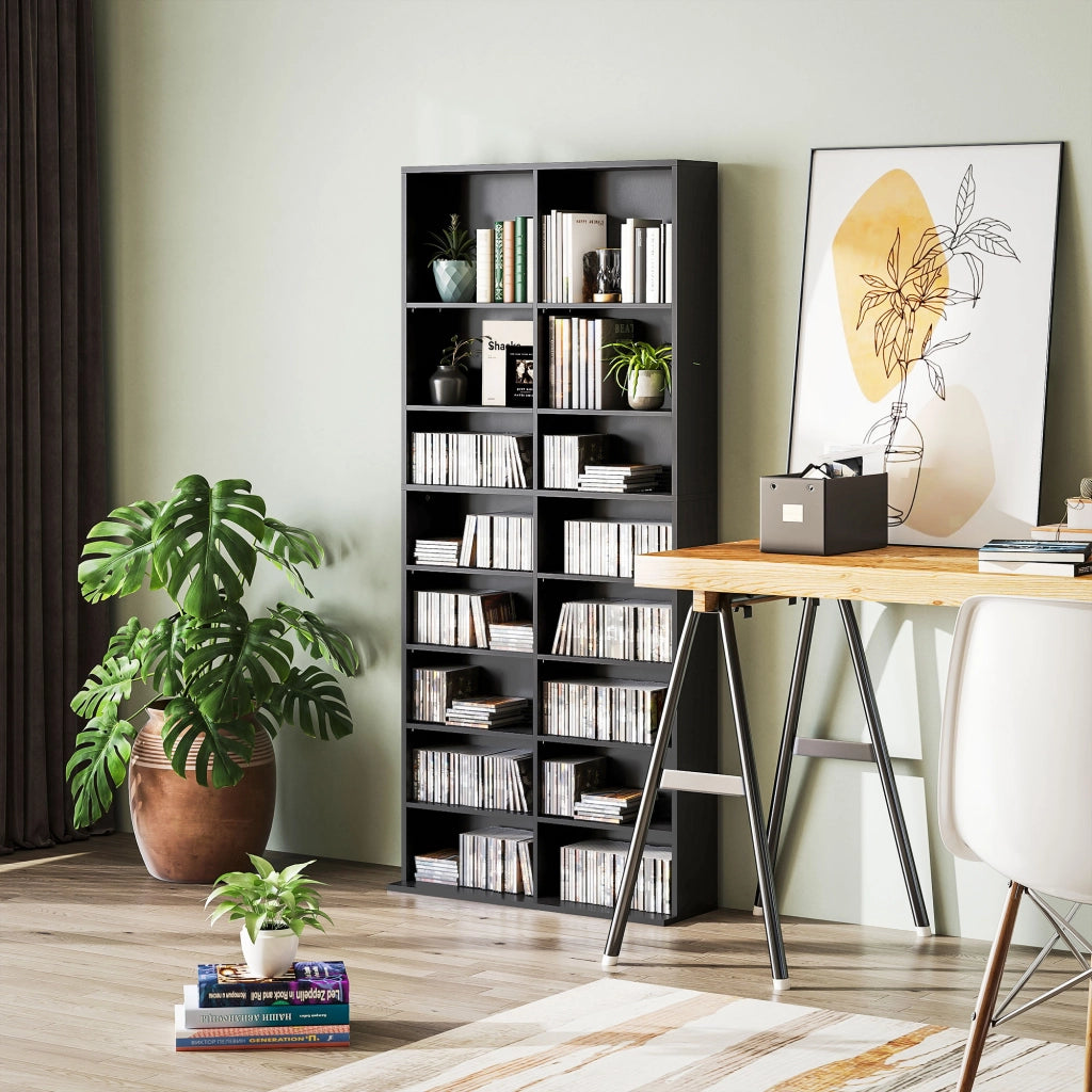 Libreria porta CD DVD Blu-ray ¨C Xylo ¨C 18 scomparti nero 78,5x24x175 cm