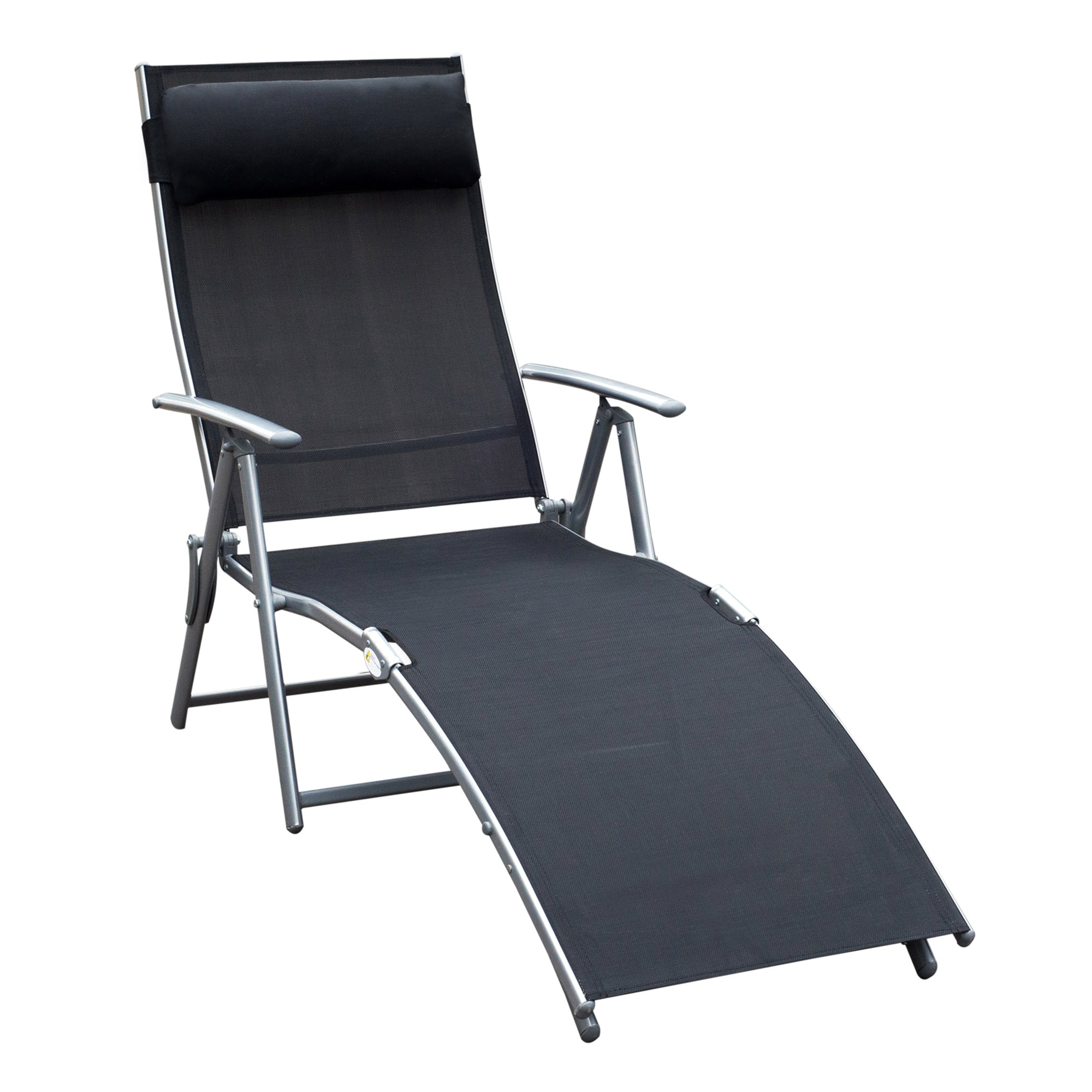 Sdraio Prendisole Relax Reclinabile Pieghevole in Metallo 137x63.5x100.5 cm Nero