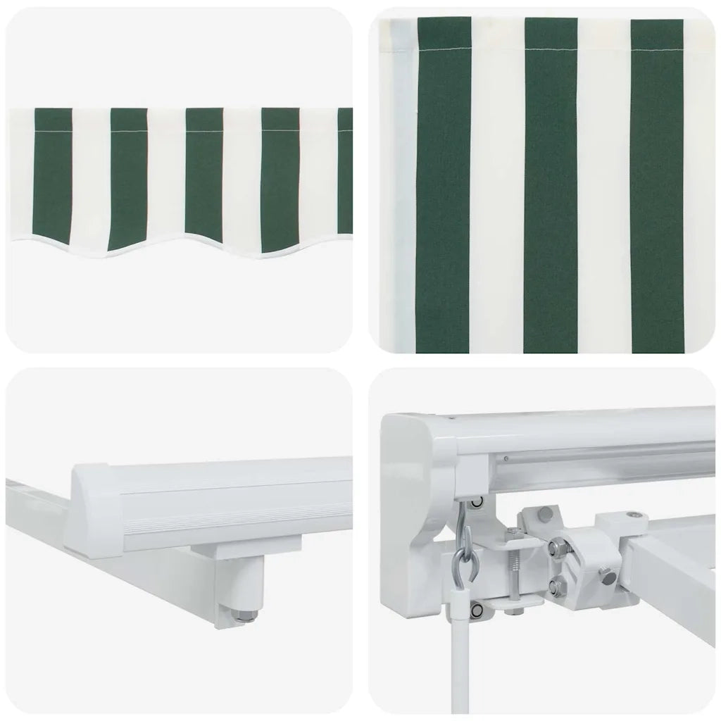 vidaXL Tenda Retrattile Verde e Bianco 300x200 cm Tessuto