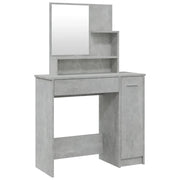 Toeletta | Tavolo da Trucco con Specchio Grigio Cemento 86,5x35x136 cm