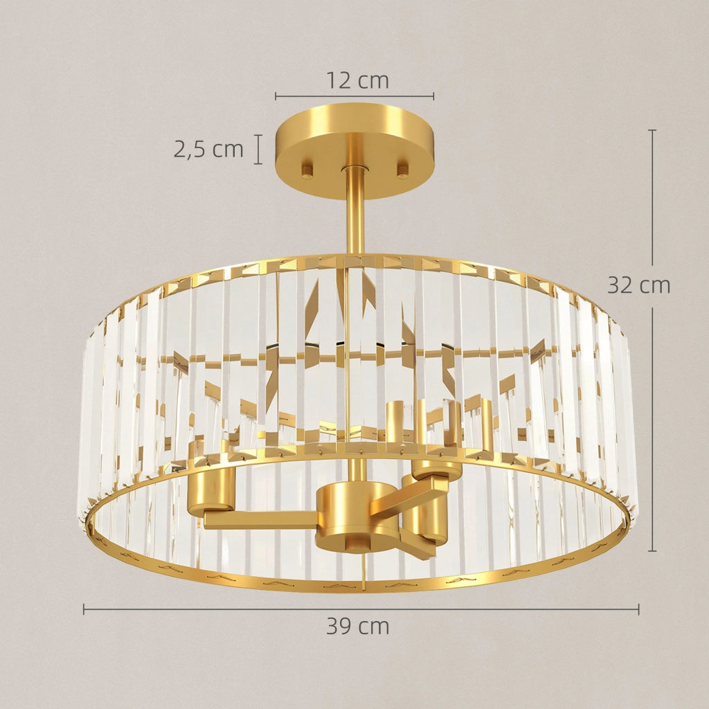 Lampadario a sospensione cristallo 3 luci ¨C Xylo ¨C metallo oro design classico