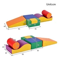 Set di 6 Grandi Blocchi da Costruzione per Giocare e Arrampicarsi con Scala e Scivolo, Adatto a Bambini in Età Prescolare e Neonati, Blocchi Morbidi e Colorati, Giallo
