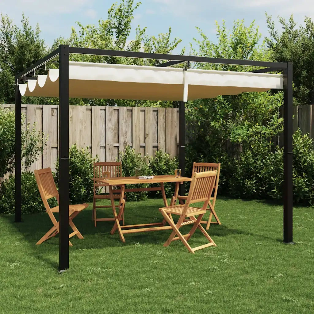 vidaXL Gazebo da Giardino con Tetto Retrattile Crema 3x3m in Acciaio