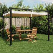 vidaXL Gazebo da Giardino con Tetto Retrattile Crema 3x3m in Acciaio