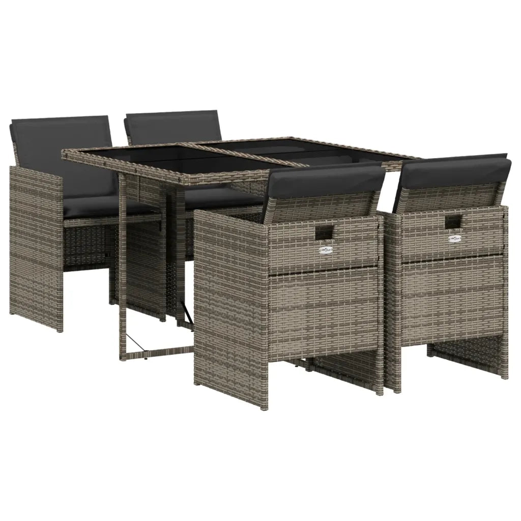Set da Pranzo da Giardino 5 pz con Cuscini in Polyrattan Grigio 3277663