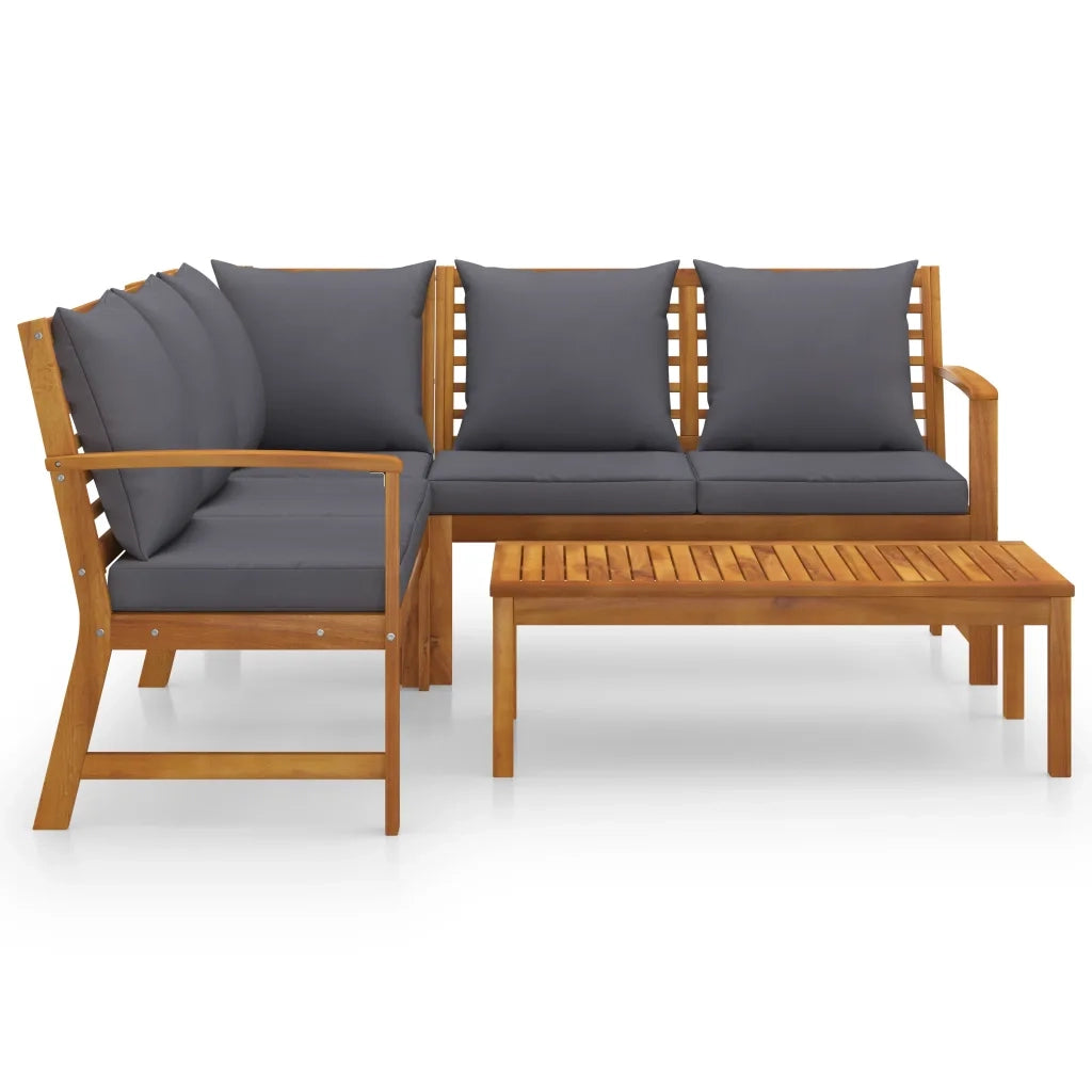 Set Divani da Giardino 4 pz con Cuscini in Massello di Acacia cod mxl 48108