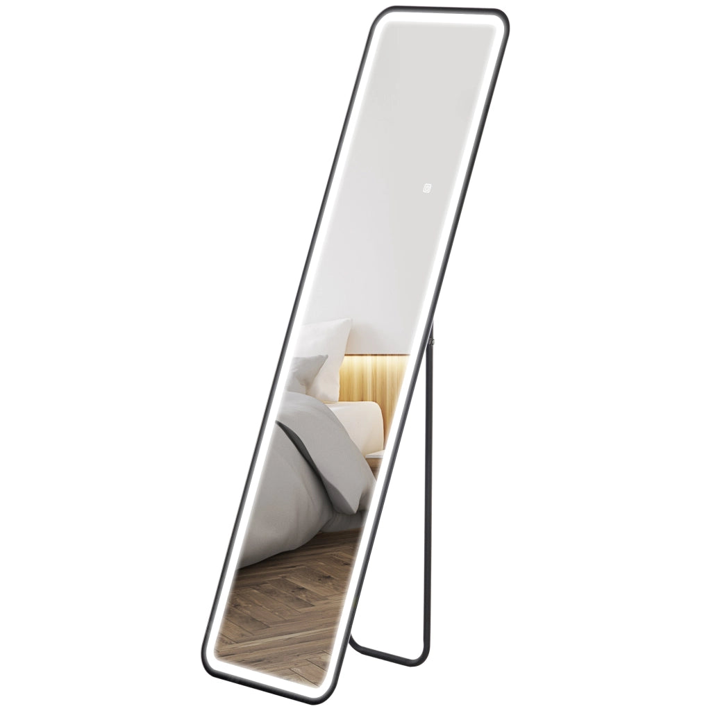 Specchio a Pieno Corpo con Luce LED ¨C Minimal ¨C 150x40 cm, Nero