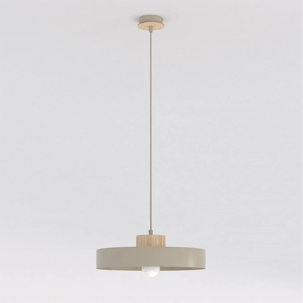 Lampada a sospensione KIVI in acciaio color mokka e legno