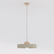Lampada a sospensione KIVI in acciaio color mokka e legno