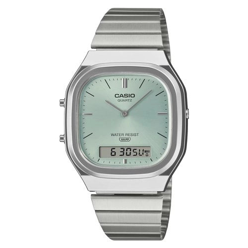 Orologio casio aq 240e 2aef edgy silver e green