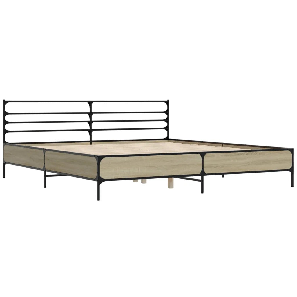 Giroletto-Struttura Letto Rovere Sonoma 200x200 cm Legno Multistrato e Metallo 356917