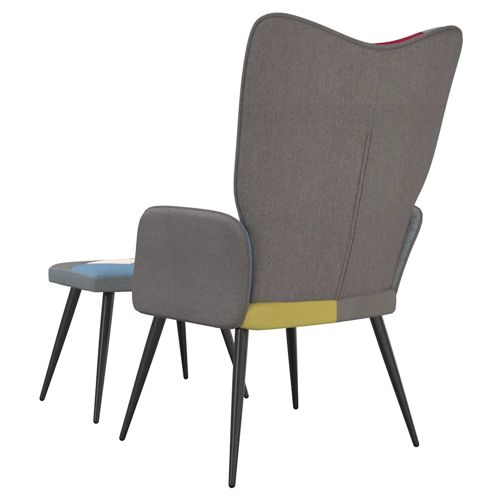 Poltrona Relax con Poggiapiedi in Tessuto Patchwork 328186